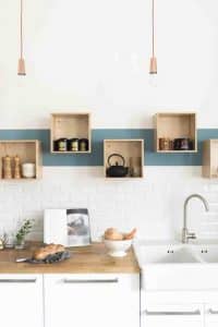 Rangements de cuisine cubiques en bois